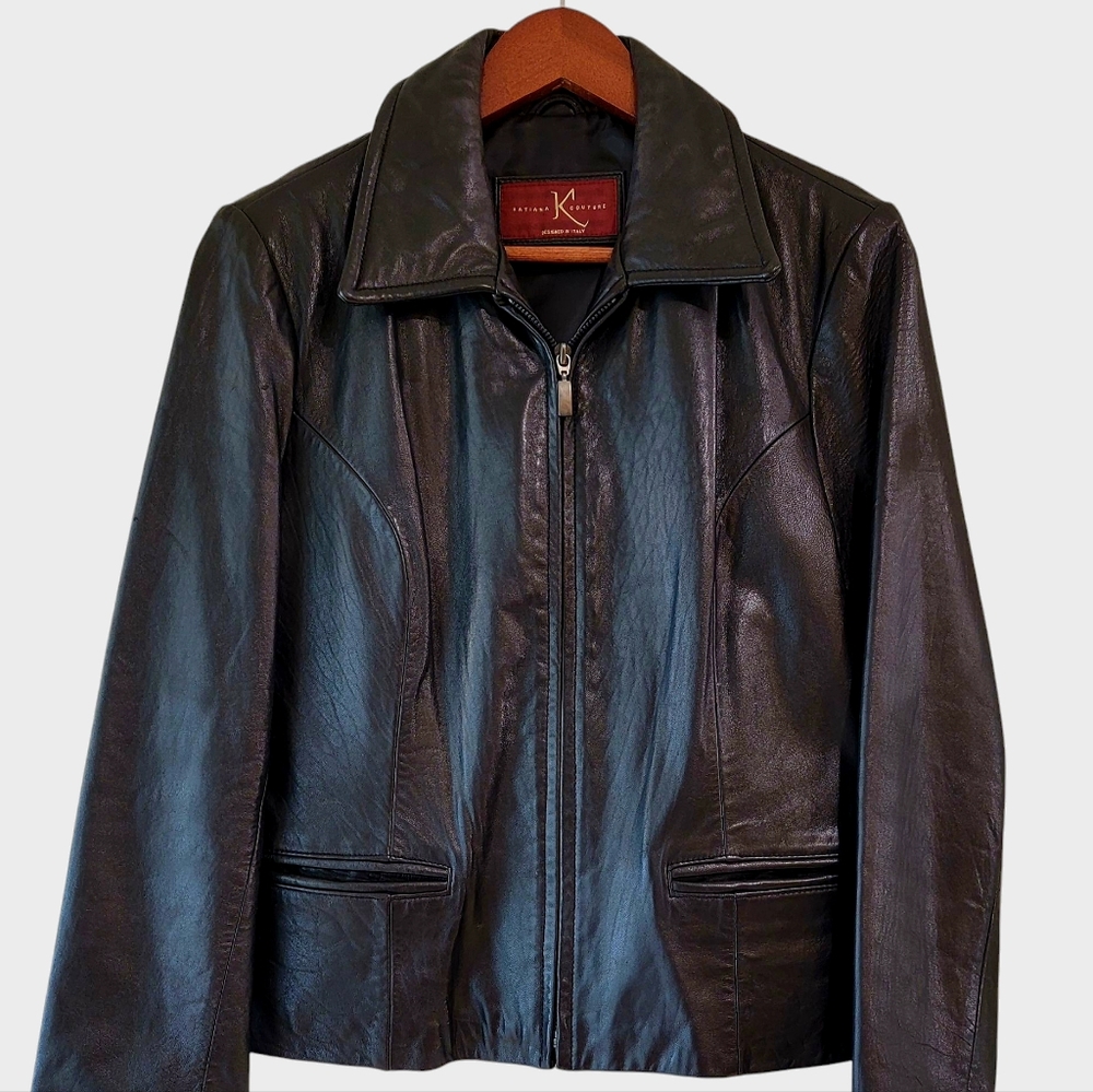 Katiana Couture Black SOFT Leather Ladies Jacket Size Medium PRE-LOVED PRE-OWNED